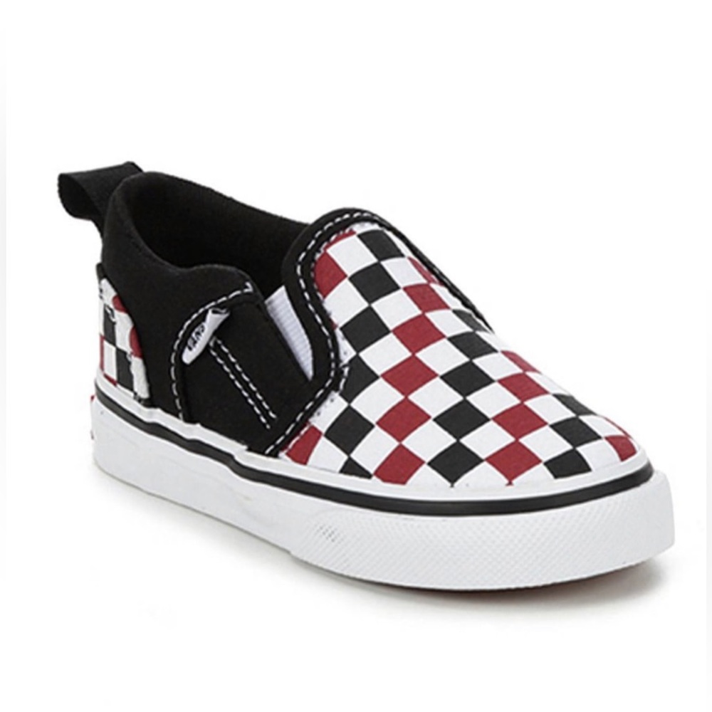 Van’s Toddler Asher V Skater Shoes Red/Black White check size 10